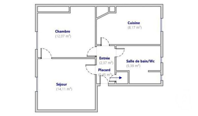 Appartement F2 à vendre - 2 pièces - 42.56 m2 - PARIS - 75020 - ILE-DE-FRANCE - Century 21 Gambetta Immobilier